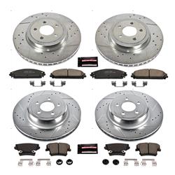 Brake Rotor/Pad, 1-Click, Iron, Drilled/Slotted, Carbon Ceramic Pad, Front/Rear, Dodge, Kit