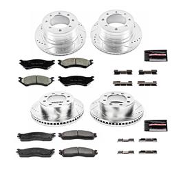 Brake Rotors/Pads, Drilled/Slotted, Iron, Zinc Plated, Front/Rear, Dodge, Kit