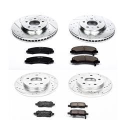 Brake Rotors/Pads, Iron, Drilled/Slotted, Carbon Fiber Ceramic Pads, Front/Rear, Chevy, Kit