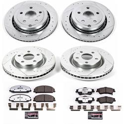 Brake Rotor and Pad Combo, Z26 Street Warrior, Front/Rear, Cross-drilled/Slotted Rotors, Zinc Dichromate Plated, Carbon Fiber Ceramic Pads, Pontiac