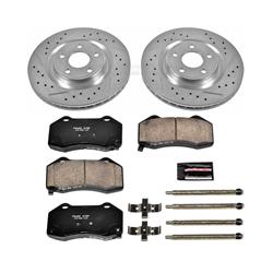 Brake Rotors/Pads, Cross-Drilled/Slotted, Iron, Zinc Plated, Chevy, Front, Kit