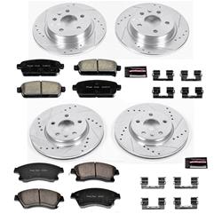 Brake Rotor/Pad, 1-Click, Z23, Iron, Drilled/Slotted, Carbon Fiber Ceramic Pad, Front/Rear, Chevy, Kit