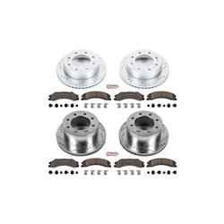 Pads and Rotors, Truck and Tow, Cross-Drilled/Slotted Surface, Iron, Zinc Plated, 13.980 in./13.980 in. Diameter, Z36 Carbon Fiber Ceramic Pads, Kit