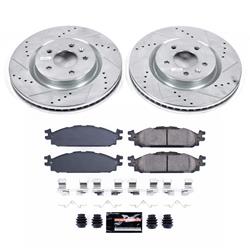 Brake Rotor/Pad, 1-Click, Z23, Iron, Drilled/Slotted, Carbon Fiber Ceramic Pad, Front, Ford, Lincoln, Kit