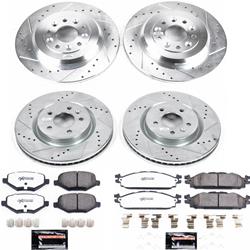 Pads and Rotors, Truck and Tow, Cross-Drilled/Slotted Surface, Iron, Zinc Plated, 12.800 in./12.990 in. Diameter, Z36 Carbon Fiber Ceramic Pads, Kit