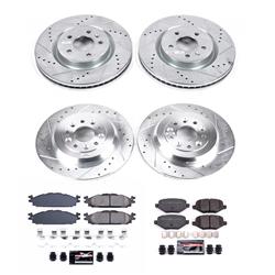 Brake Rotor/Pad, 1-Click, Z23, Iron, Drilled/Slotted, Carbon Fiber Ceramic Pad, Front/Rear, Ford, Lincoln, Kit