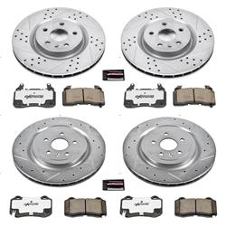 Brake Rotors/Pads, Iron, Drilled/Slotted, Zinc Plated, Carbon Ceramic Pads, Front/Rear, Chevy, Kit