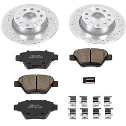 Brake Rotors/Pads, Iron, Zinc Plated, Drilled/Slotted, Z23 Pads, Audi, Volkswagen, Rear, Kit