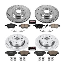 Brake Rotors/Pads, Iron, Zinc Plated, Drilled/Slotted, Z23 Pads, Volkswagen, Front/Rear, Kit