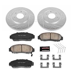 Brake Rotor and Pad Combos, Z23 Evolution Sport Brake Upgrade Kits, Front, Cross-drilled/Slotted Rotors, Carbon Fiber Ceramic Pads, for Nissan, Kit