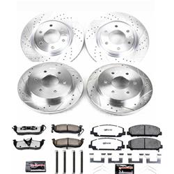 Pads and Rotors, Truck and Tow, Cross-Drilled/Slotted Surface, Iron, Zinc Plated, 13.780 in./12.600 in. Diameter, Z36 Carbon Fiber Ceramic Pads, Kit