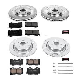 Pads and Rotors, Evolution Sport, Cross-Drilled/Slotted Surface, Iron, Zinc Plated, 13.980 in./13.780 in. Diameter, Z23 Carbon Fiber Ceramic Pads, Kit