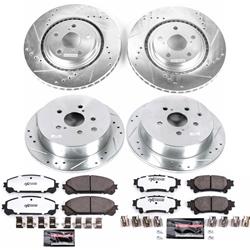 Pads and Rotors, Truck and Tow, Cross-Drilled/Slotted Surface, Iron, Zinc Plated, 12.910 in./12.170 in. Diameter, Z36 Carbon Fiber Ceramic Pads, Kit