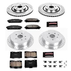 Brake Rotor/Pad, 1-Click, Z23, Iron, Drilled/Slotted, Carbon Fiber Ceramic Pad, Front/Rear, Lexus, Toyota, Kit