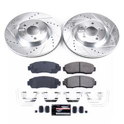 Brake Rotors/Pads, Iron, Drilled/Slotted, Zinc Plated, Ceramic Pads, Front, for use on Honda®, Kit