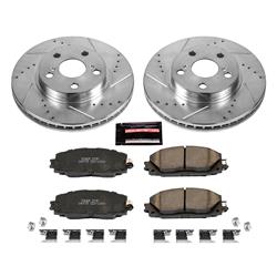 Pads and Rotors, Evolution Sport, Cross-Drilled/Slotted Surface, Iron, Zinc Plated, 10.040 in. Diameter, Z23 Carbon Fiber Ceramic Pads, Kit