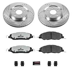 Brake Rotors/Pads, Iron, Drilled/Slotted, Carbon Fiber Ceramic Pads, Front, Ford, Kit