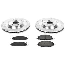 Brake Rotors/Pads, Iron, Drilled/Slotted, Zinc Plated, Ceramic Pads, Front, Ford, Kit