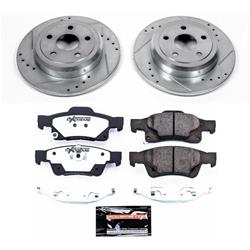 Brake Rotor and Pad Combo, Z36 Truck and Tow, Rear, Cross-drilled/Slotted Rotors, Zinc Dichromate Plated, Carbon Fiber Ceramic Pads, Dodge, Jeep, Kit