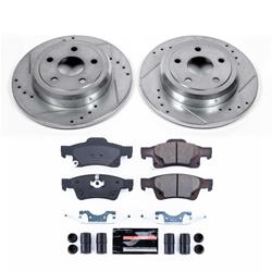 Brake Rotors/Z23 Pads, Drilled/Slotted, Iron, Zinc Plated, Rear, Dodge, Jeep, Kit