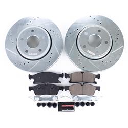 Brake Rotors/Pads, Iron, Drilled/Slotted, Carbon Fiber Ceramic Pads, Front, Dodge, Jeep, Kit