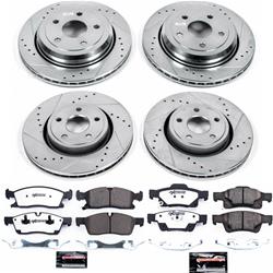 Brake Rotor and Pad Combo, Z36 Truck and Tow, Front/Rear, Cross-drilled/Slotted Rotors, Zinc Dichromate Plated, Carbon Ceramic Pads, Dodge, Jeep, Kit