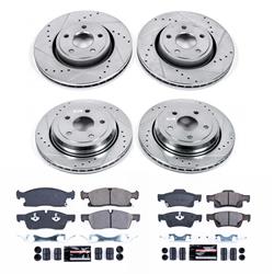 Brake Rotors/Pads, Iron, Drilled/Slotted, Zinc Plated, Ceramic Pads, Front/Rear, Dodge, Jeep, Kit