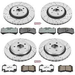 Brake Rotors/Pads, Cross-Drilled/Slotted, Iron, Zinc Plated, Jeep, Front/Rear, Kit