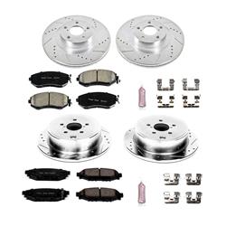 Brake Rotors/Z23 Pads, Iron, Drilled/Slotted, Carbon Fiber Ceramic Pads, Front/Rear, Subaru, Kit