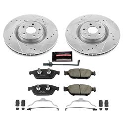 Pads and Rotors, Evolution Sport, Cross-Drilled/Slotted Surface, Iron, Zinc Plated, 14.020 in. Diameter, Z23 Carbon Fiber Ceramic Pads, Kit