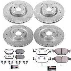 Brake Rotor and Pad Combo, Z26 Street Warrior, Front/Rear, Cross-drilled/Slotted Rotors, Zinc Dichromate Plated, Carbon Fiber Ceramic Pads, Audi, Kit