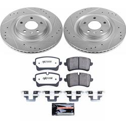 Brake Rotor and Pad Combo, Z26 Street Warrior, Rear, Cross-drilled/Slotted Rotors, Zinc Dichromate Plated, Carbon Fiber Ceramic Pads, Audi, Kit