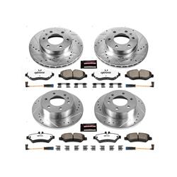 Pads and Rotors, Truck and Tow, Cross-Drilled/Slotted Surface, Iron, Zinc Plated, 11.800 in./11.732 in. Diameter, Z36 Carbon Fiber Ceramic Pads, Kit