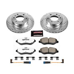 Pads and Rotors, Truck and Tow, Cross-Drilled/Slotted Surface, Iron, Zinc Plated, 11.810 in. Diameter, Z36 Carbon Fiber Ceramic Pads, Kit