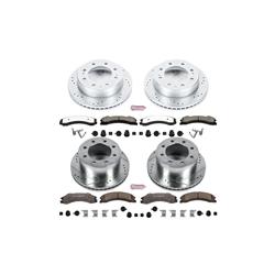 Brake Rotors/Pads, Cross-Drilled/Slotted, Iron, Zinc Plated, Chevy, GMC, Front/Rear, Kit