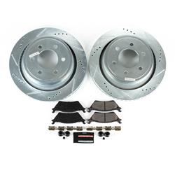 Brake Rotors/Pads, Iron, Drilled/Slotted, Zinc Plated, Ceramic Pads, Rear, Ford, Kit