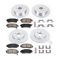 Brake Rotors/Pads, Iron, Drilled/Slotted, Carbon Fiber Ceramic Pads, Front/Rear, Infiniti, Kit