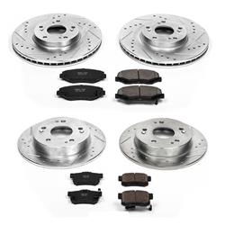 Pads and Rotors, Evolution Sport, Cross-Drilled/Slotted Surface, Iron, Zinc Plated, 11.810 in./10.220 in. Diameter, Z23 Carbon Fiber Ceramic Pads, Kit