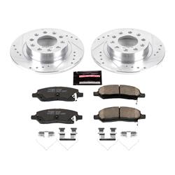 Pads and Rotors, Evolution Sport, Cross-Drilled/Slotted Surface, Iron, Zinc Plated, 10.390 in. Diameter, Z23 Carbon Fiber Ceramic Pads, Kit