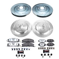 Brake Rotor and Pad Combo, Z36 Truck and Tow, Front/Rear, Cross-drilled/Slotted, Zinc Dichromate Plated, Carbon Fiber Ceramic Pads, Ford, Lincoln, Kit