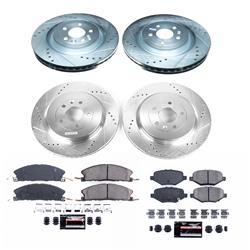 Brake Rotor/Pad, 1-Click, Z23, Iron, Drilled/Slotted, Carbon Ceramic Pad, Front/Rear, Ford, Lincoln, Kit