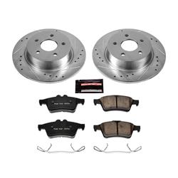 Pads and Rotors, Evolution Sport, Cross-Drilled/Slotted Surface, Iron, Zinc Plated, 11.000 in. Diameter, Z23 Carbon Fiber Ceramic Pads, Kit