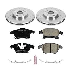 Brake Rotors/Pads, Cross-Drilled/Slotted, Iron, Zinc Plated, Ford, Lincoln, Front, Kit