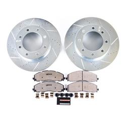 Brake Rotors and Pads, Ford, Drilled/Slotted Surface, Iron, Zinc Plated, 8-lug, Z36 Pads, Front, Kit