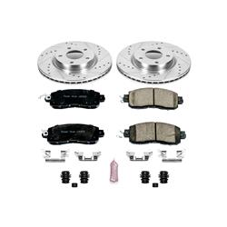 Pads and Rotors, Evolution Sport, Cross-Drilled/Slotted Surface, Iron, Zinc Plated, 11.660 in. Diameter, Z23 Carbon Fiber Ceramic Pads, Kit