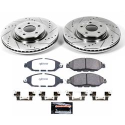 Pads and Rotors, Truck and Tow, Cross-Drilled/Slotted Surface, Iron, Zinc Plated, 12.600 in. Diameter, Z36 Carbon Fiber Ceramic Pads, Kit