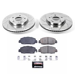 Brake Rotors/Pads, Cross-Drilled/Slotted, Iron, Zinc Dichromate Plated, for use on Honda®, Kit