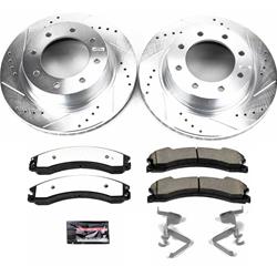 Pads and Rotors, Truck and Tow, Cross-Drilled/Slotted Surface, Iron, Zinc Plated, 14.170 in. Diameter, Z36 Carbon Fiber Ceramic Pads, Kit
