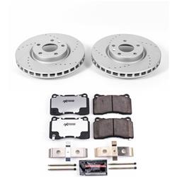 Pads and Rotors, Street Warrior, Cross-Drilled/Slotted Surface, Iron, Zinc Plated, 12.638 in. Diameter, Z26 Carbon Fiber Ceramic Pads, Kit