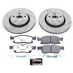 Pads and Rotors, Truck and Tow, Cross-Drilled/Slotted Surface, Iron, Zinc Plated, 13.780 in. Diameter, Z36 Carbon Fiber Ceramic Pads, Kit